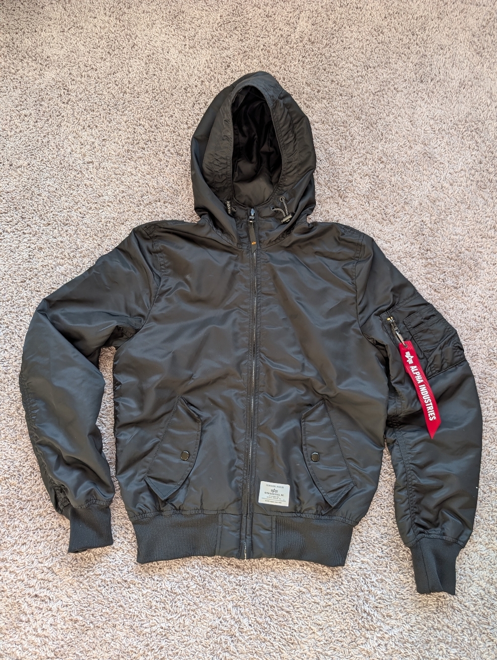 Alpha Industries L-2B Hooded Gen II Bomber Jacket Black Men's XS Like New